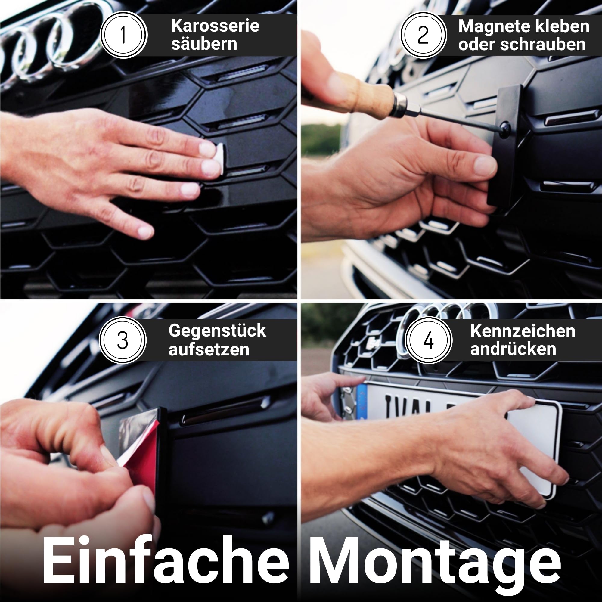 IVALITY® Magnet Kennzeichenhalter Rahmenlos für 2 Kennzeichen | Magnetische Nummernschildhalterung Auto | Kennzeichenhalterung Nummernschildhalter | Österreich Wechselkennzeichen