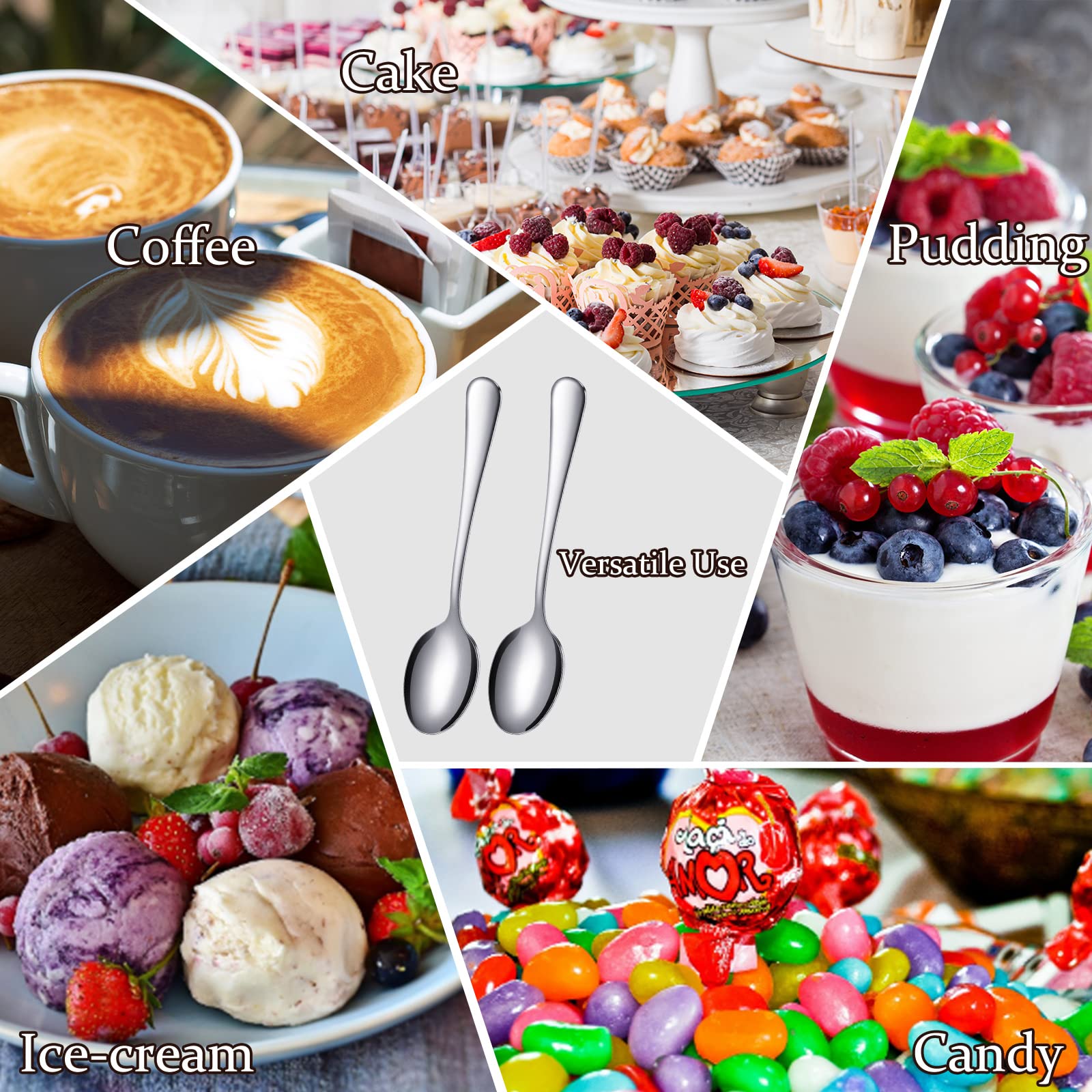 Demitasse - 100 cucharas de espresso de acero inoxidable a granel, pequeñas cucharas de postre de degustación de café de 4.33 pulgadas para postre de cocina, té, aperitivos, 1.18 pulgadas de ancho