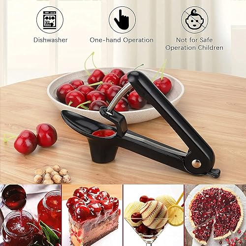 Miniatura 4 de Cherry Pitter - Herramienta de descorazonador de aceitunas y cerezas de alta resistencia con diseño de bloqueo que ahorra espacio, herramienta