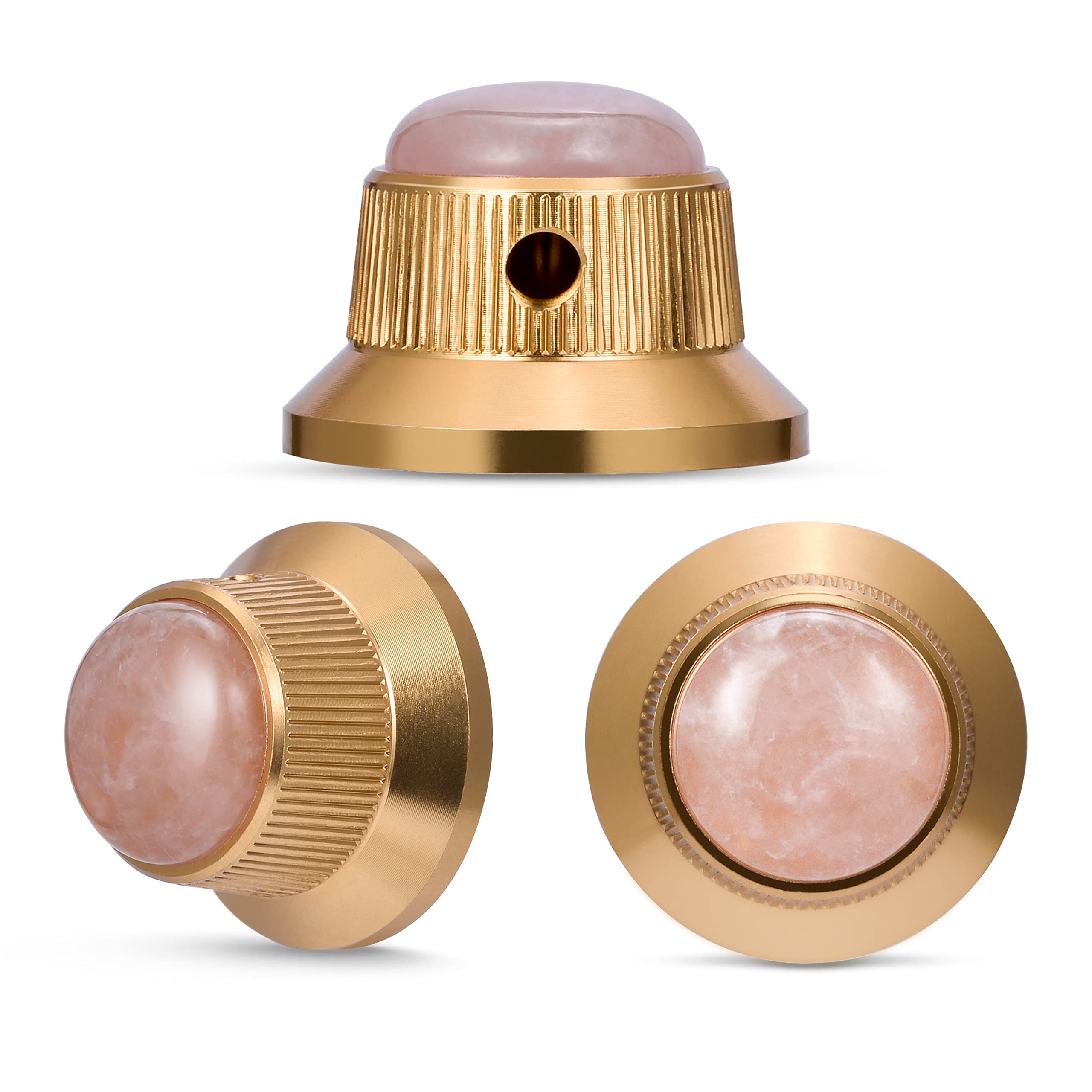 Guyker Gitaarknoppen met 6 mm dia. schachtpotten - Bullet Case Style Tone en Volume Control Potentiometer Knop Vervanging voor Precisie Elektrische Gitaar of Bas (3-delig, Antiek Messing
