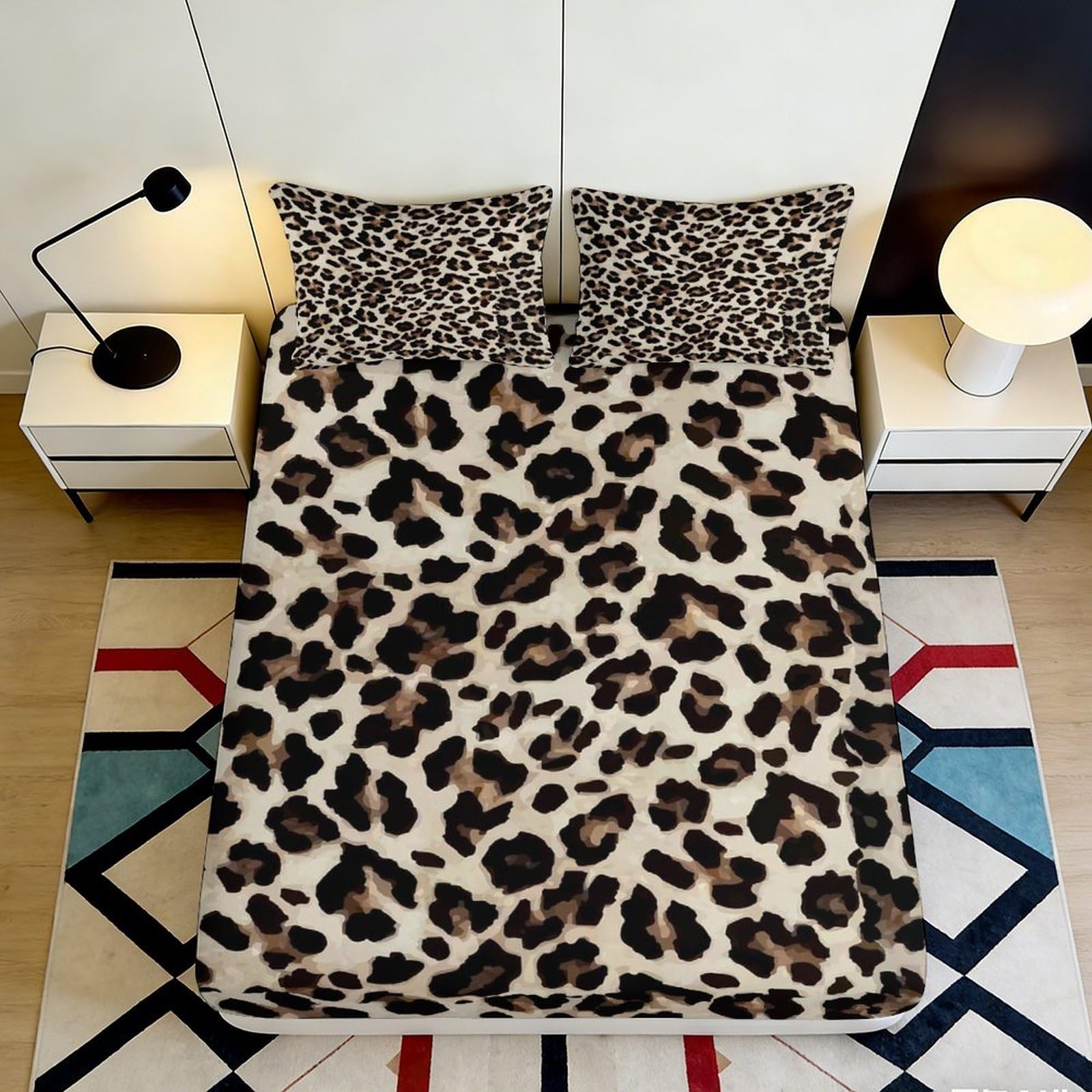 Pnayamiorkfel Style-6 3D Printed Leopard Spots Fitted Sheet Microfiber Soft Bedroom Decor Animal Pattern Mattress Cover For Home Dorm Guest Room 90X200x25cm