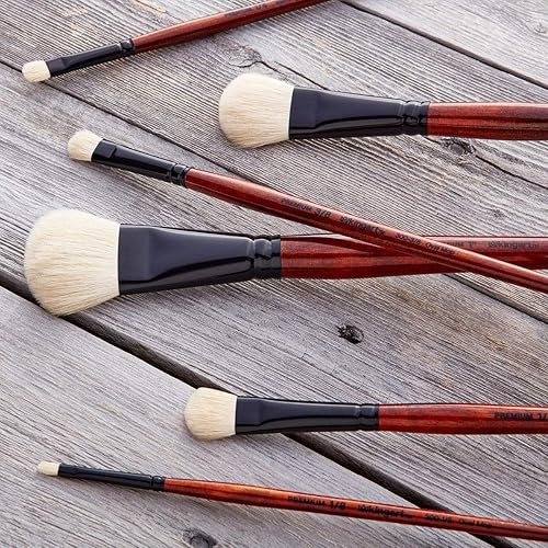 Miniatura 14 de KINGART 1050A Premium 6 Pc. Juego de pinceles planos ovalados para artista, pelo de cabra natural súper suave, mango corto, 6 tamaños para aceite,