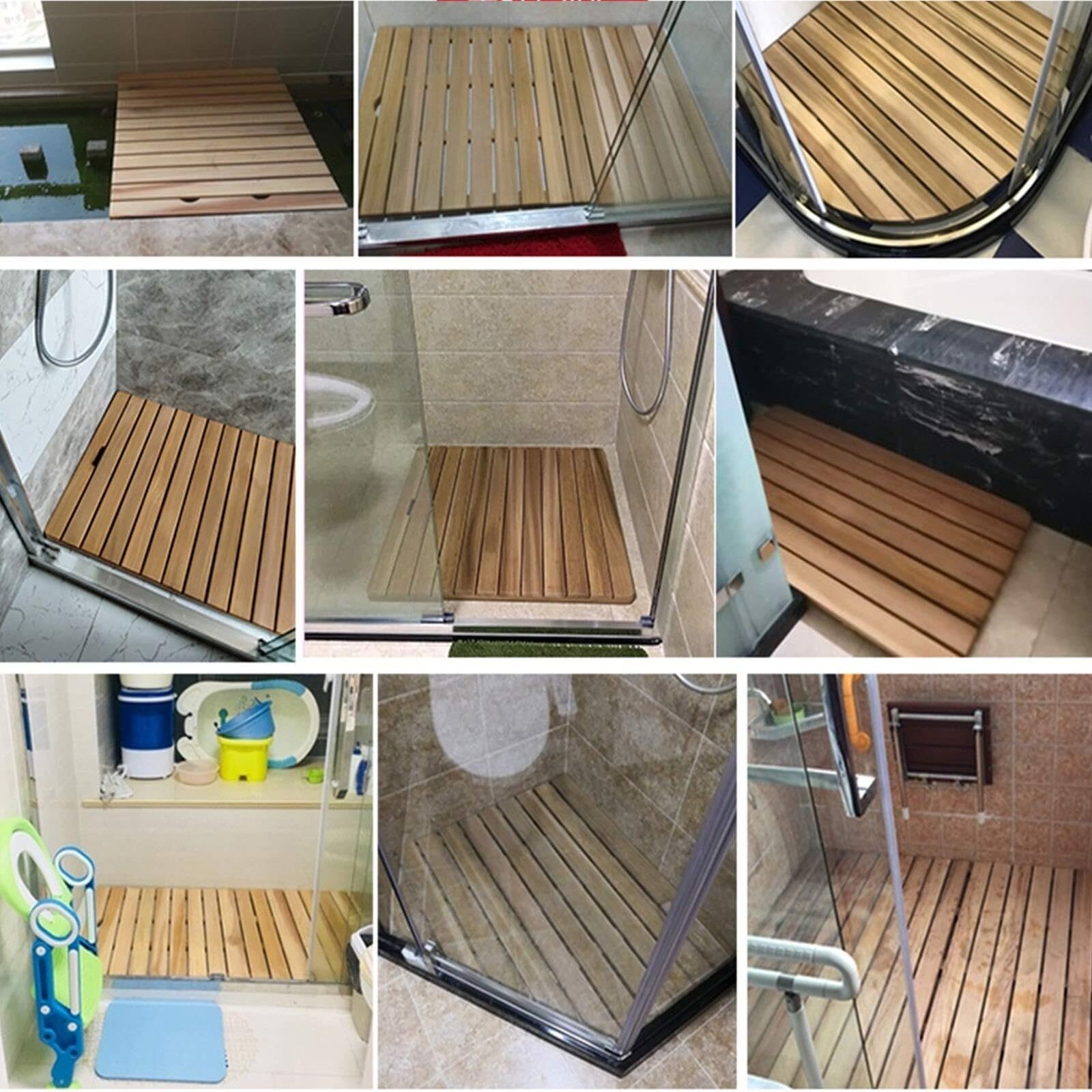 Alfombrilla de Ducha de Madera Antideslizante, Alfombrilla de baño Antideslizante, Alfombrilla de Ducha de Madera(90x110cm)