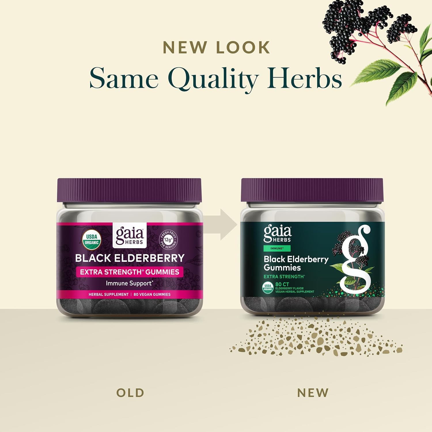 Gaia Herbs Black Elderberry (Sambucus nigra) Extra Strength Gummies - Delicious Immune Support Supplement* - Certified Organic Black Elderberries for Immune System Support* - 80 Gummies (40 Servings)