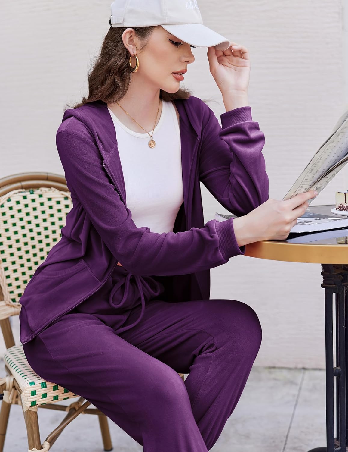 HOTOUCH Womens Casual Velour Tracksuit Set Full Zipper Hoodie Workout Pants Velvet Sweatsuit Jogging Suits XS-XXL - Image 4