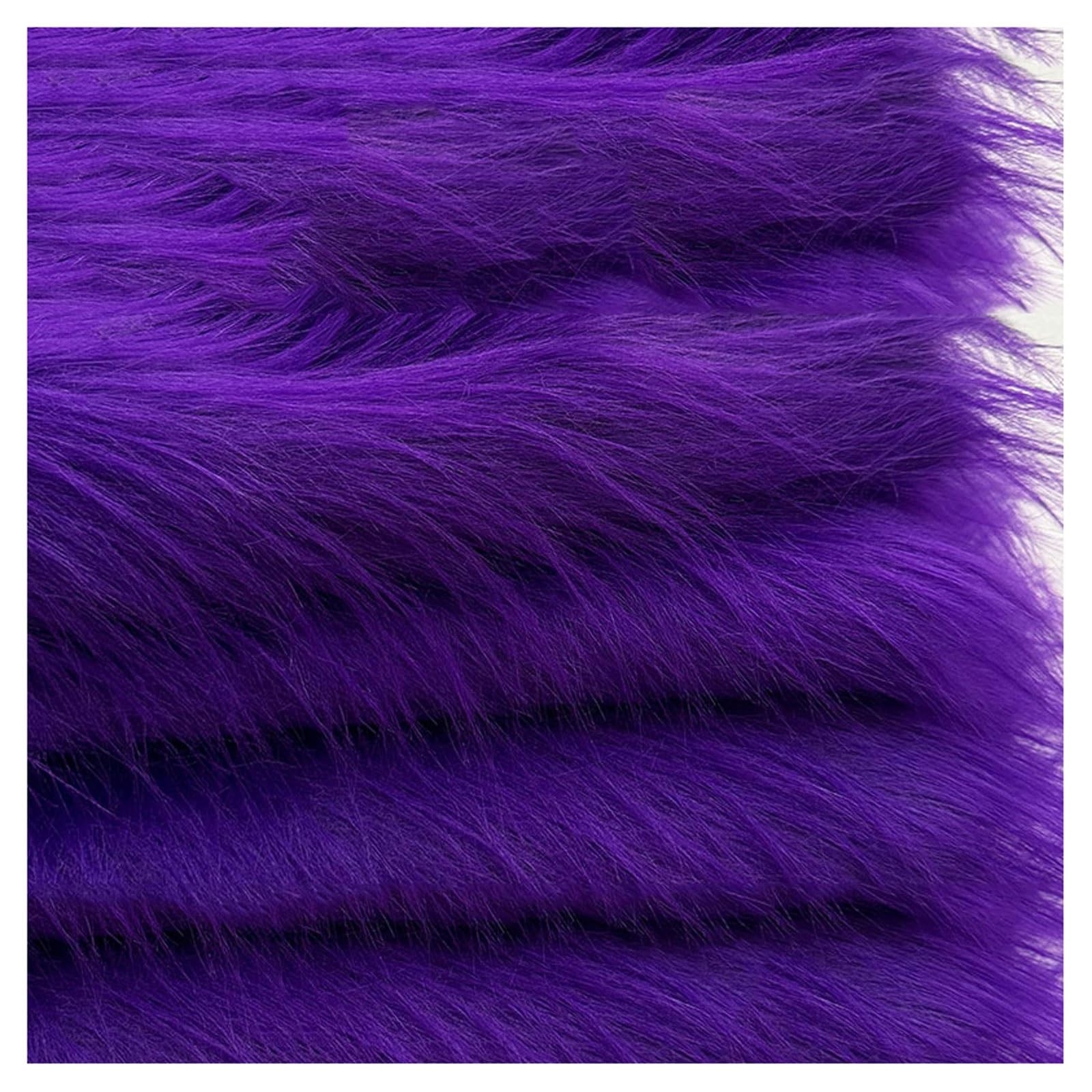 Shaggy Faux Fur Fabric 68 Colors Soft Plush12cm Long Pile Fake Fur Materials Craft Fabric, for Christmas Ornaments, Fursuit, Cosplay, Costume, Gnome Beards, Craft Supply, 50x180cm (Color : Purple 4)