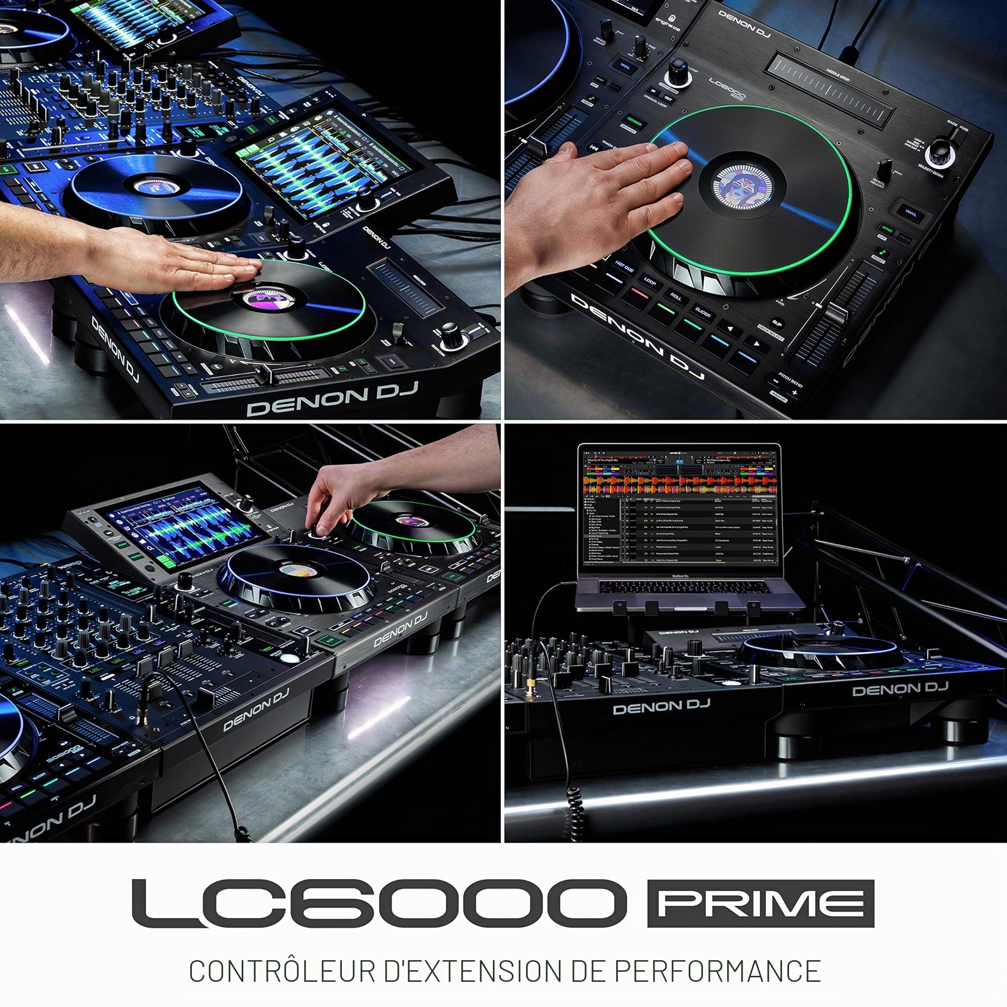 Denon DJ LC6000 – Contrôleur DJ USB pour moteur OS Media Player Sublayer Control pour Serato DJ, Virtual DJ et Algoriddim djay Pro AI