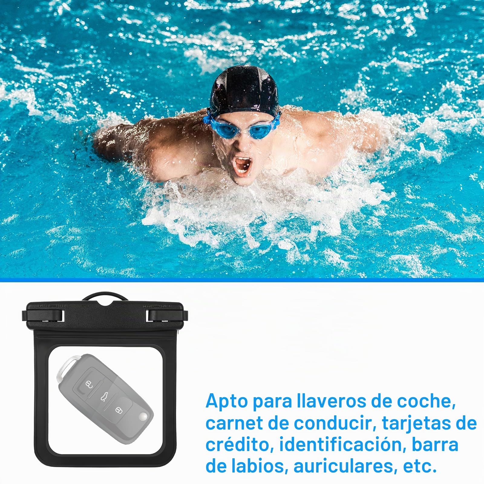 Estuche Flotante Impermeable para Llaves de Coche, Paquete de 2 Llaveros y Riñonera