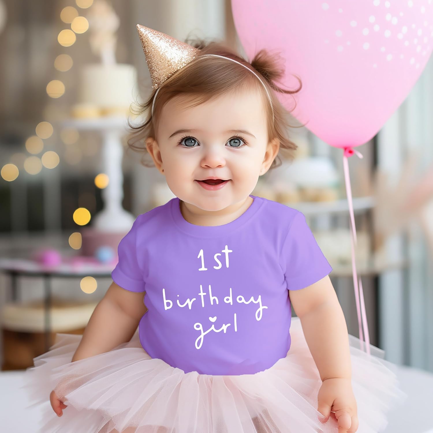 Girls 1st Birthday Shirt Heart Birthday Girl Shirt for Baby Girls One Year Old Retro Birthday