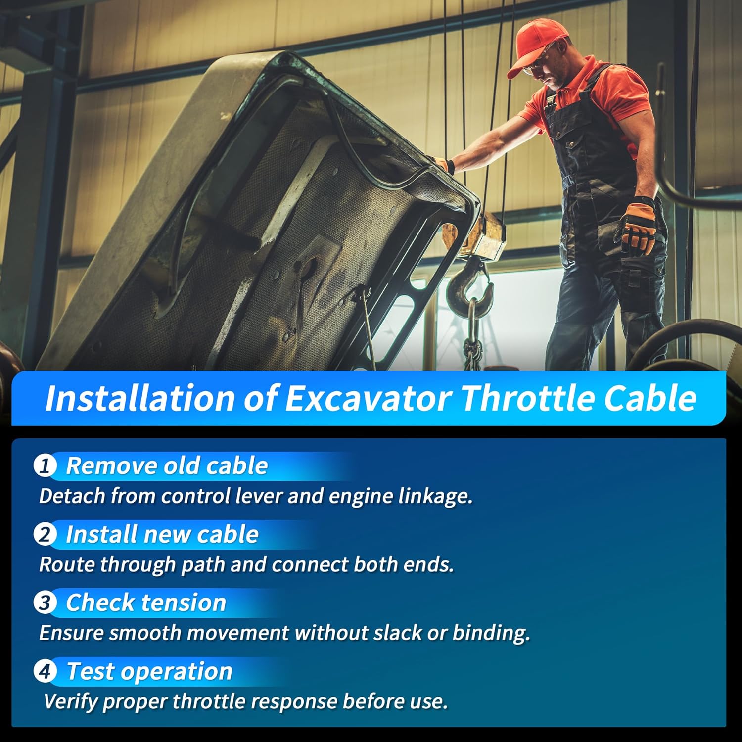 3.5M 11.5FT Excavator Throttle Control Cable with Mounting Bracket for EX230, Manual Flexible Throttle Control Wire with Black Knob, Quick Response Excavator Engine Control Cable