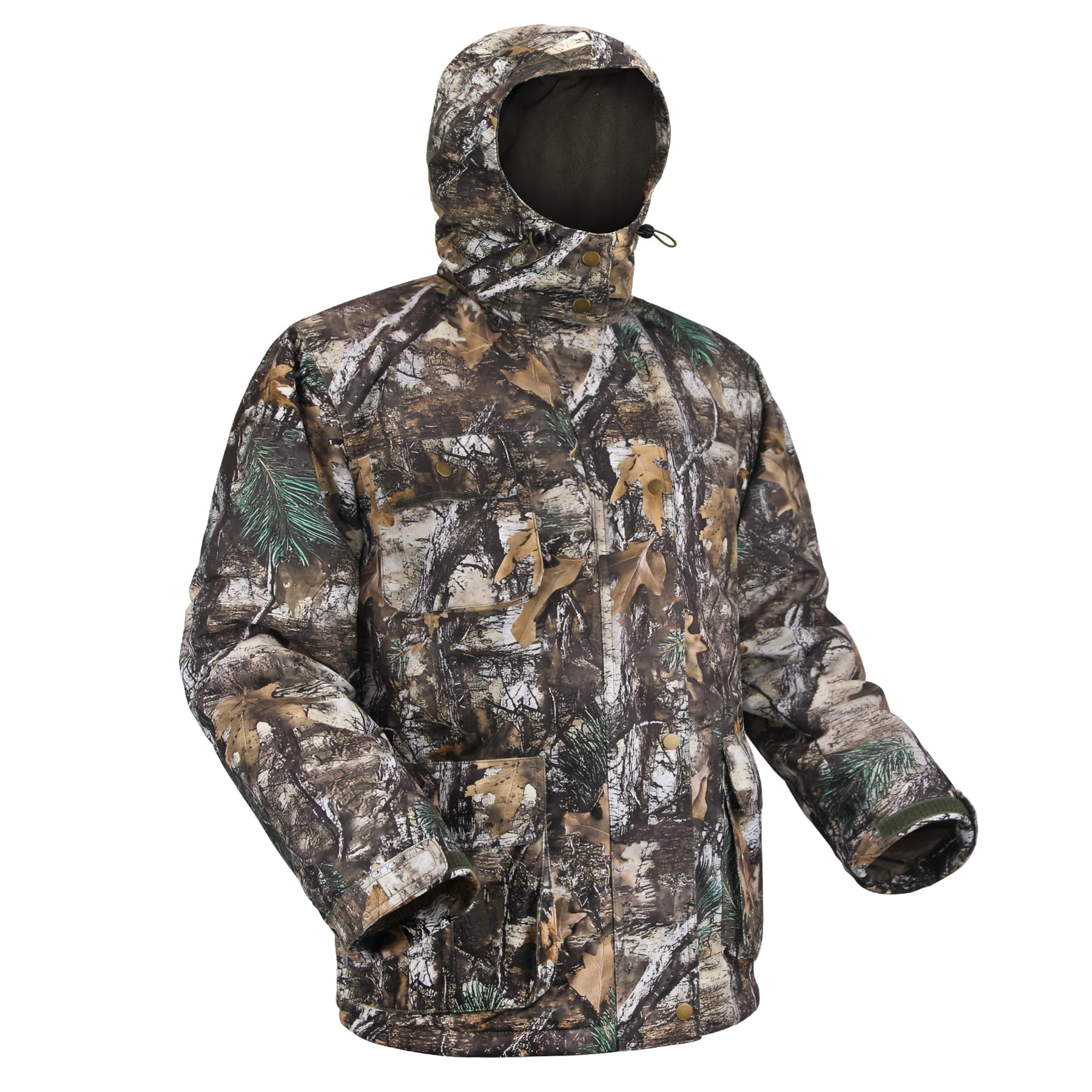 GUGULUZA Men's Hunting Jacket Fleece Lined Quiet Insulated Hooded Camo Coat