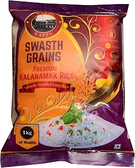 Swasth Grains Kalanamak Rice 1kg | Low Glycemic Index | High in Zinc and Iron | Buddha Rice