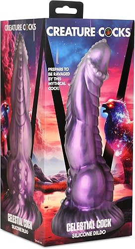 Miniatura 8 de CREATURE COCKS Consolador de silicona Celestial Cock para hombres, mujeres y parejas. Consolador de fantasía con base de ventosa. Compatible con