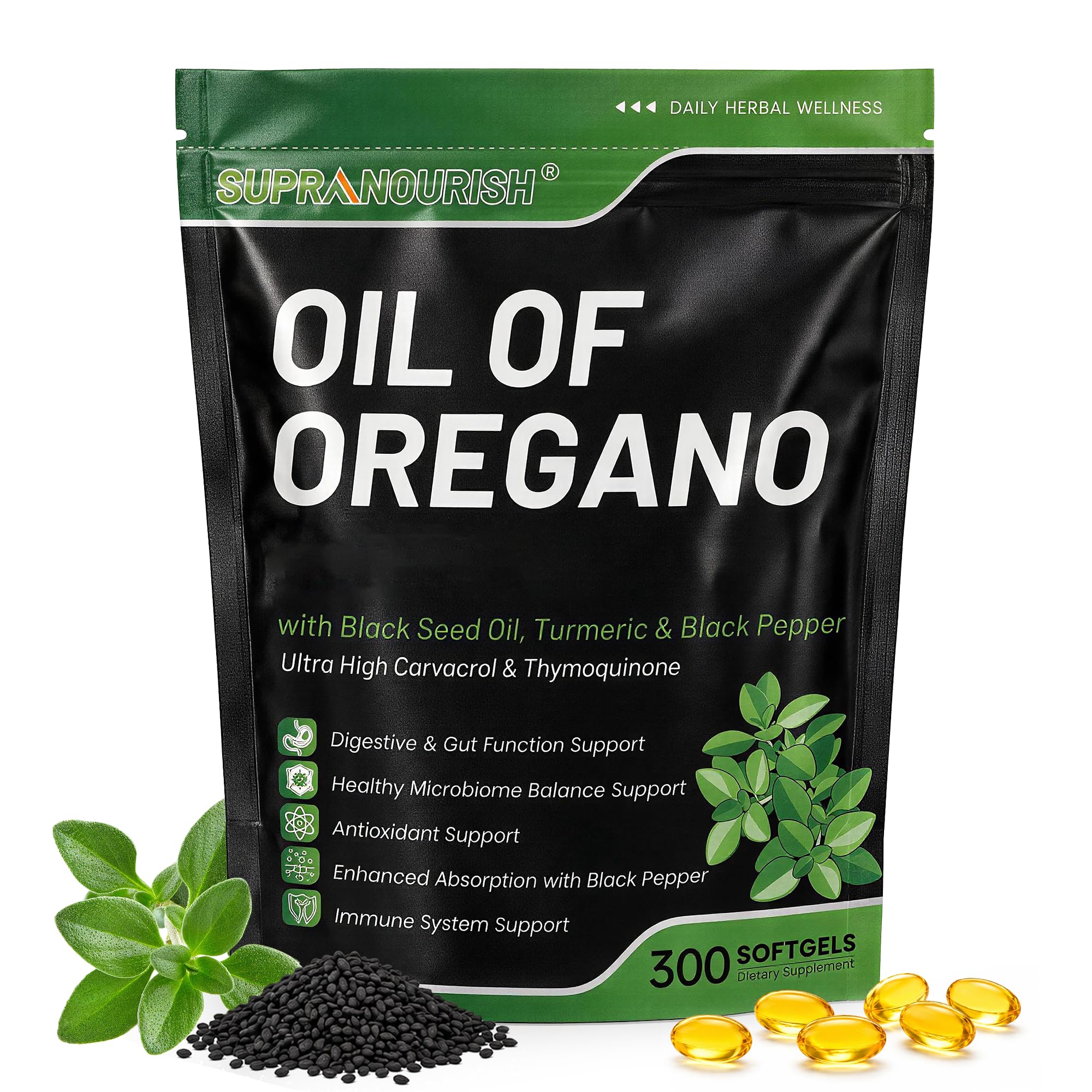 Oil of Oregano with Black Seed Oil, 300 Softgels