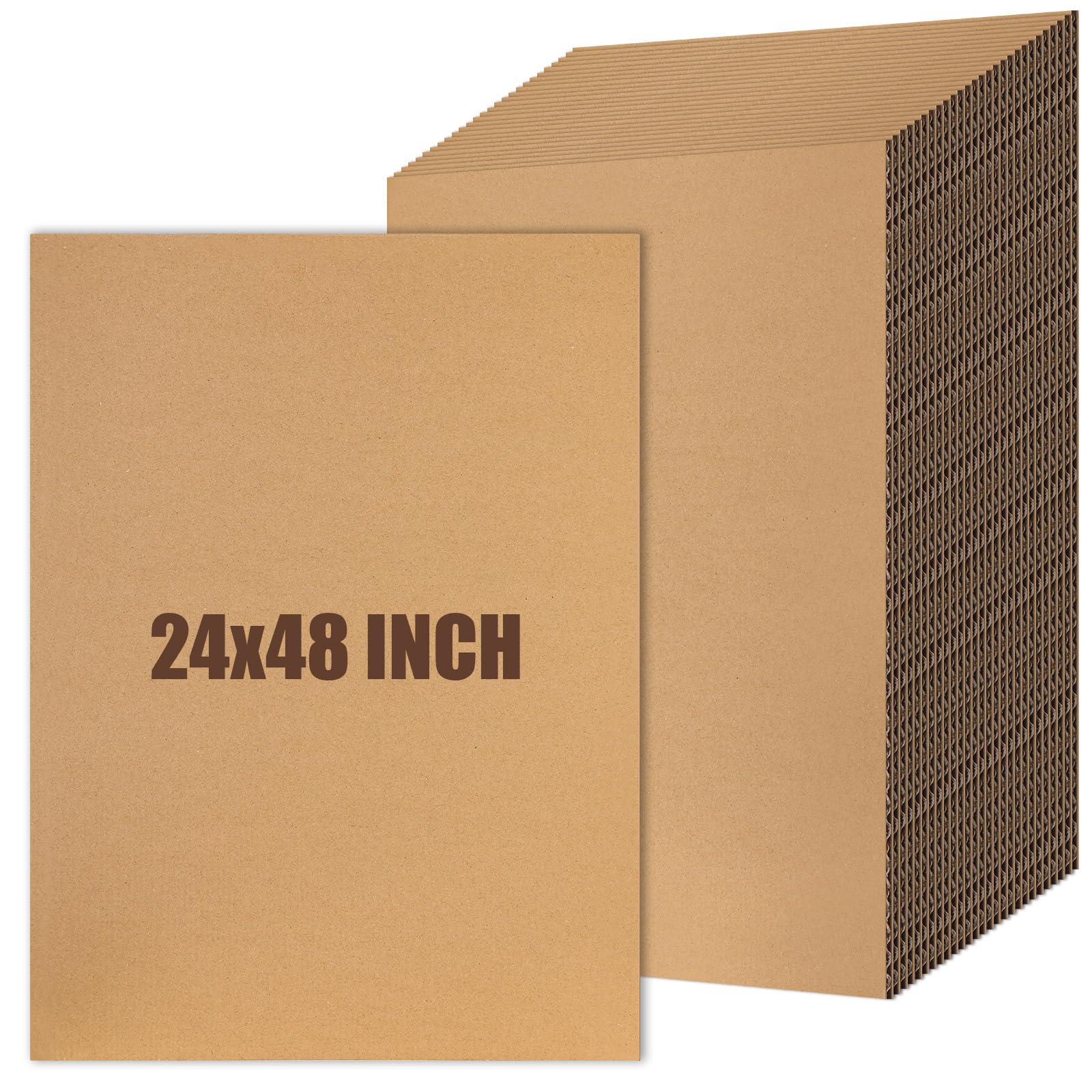 Feifeiya 10 Pack Corrugated Cardboard Sheets 24 x 48 Inch Large Flat Cardboard Sheets Packaging Inserts Flat Square Inserts for Shipping Packing Mailing Crafts