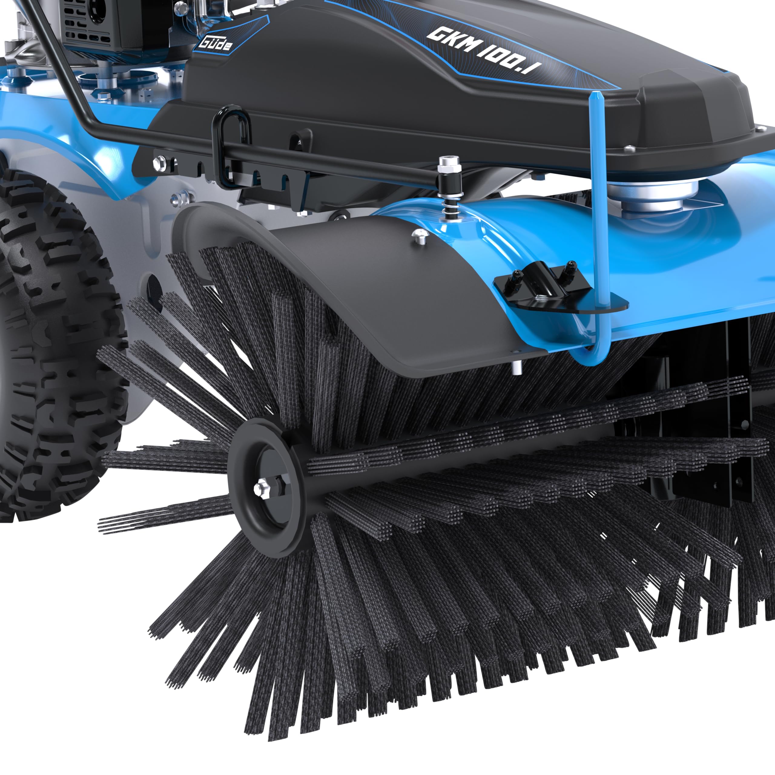 Güde GKM 100.1 Kehrmaschine - 4-Takt OHV-Motor, 173 Kubikzentimeter Hubraum, 3,2 Kilowatt, 4,4 PS, 1 Meter Arbeitsbreite, Bürste, Schneeschild und 72 Liter Behälter, 3 Vorwärts- und 1 Rückwärtsgang