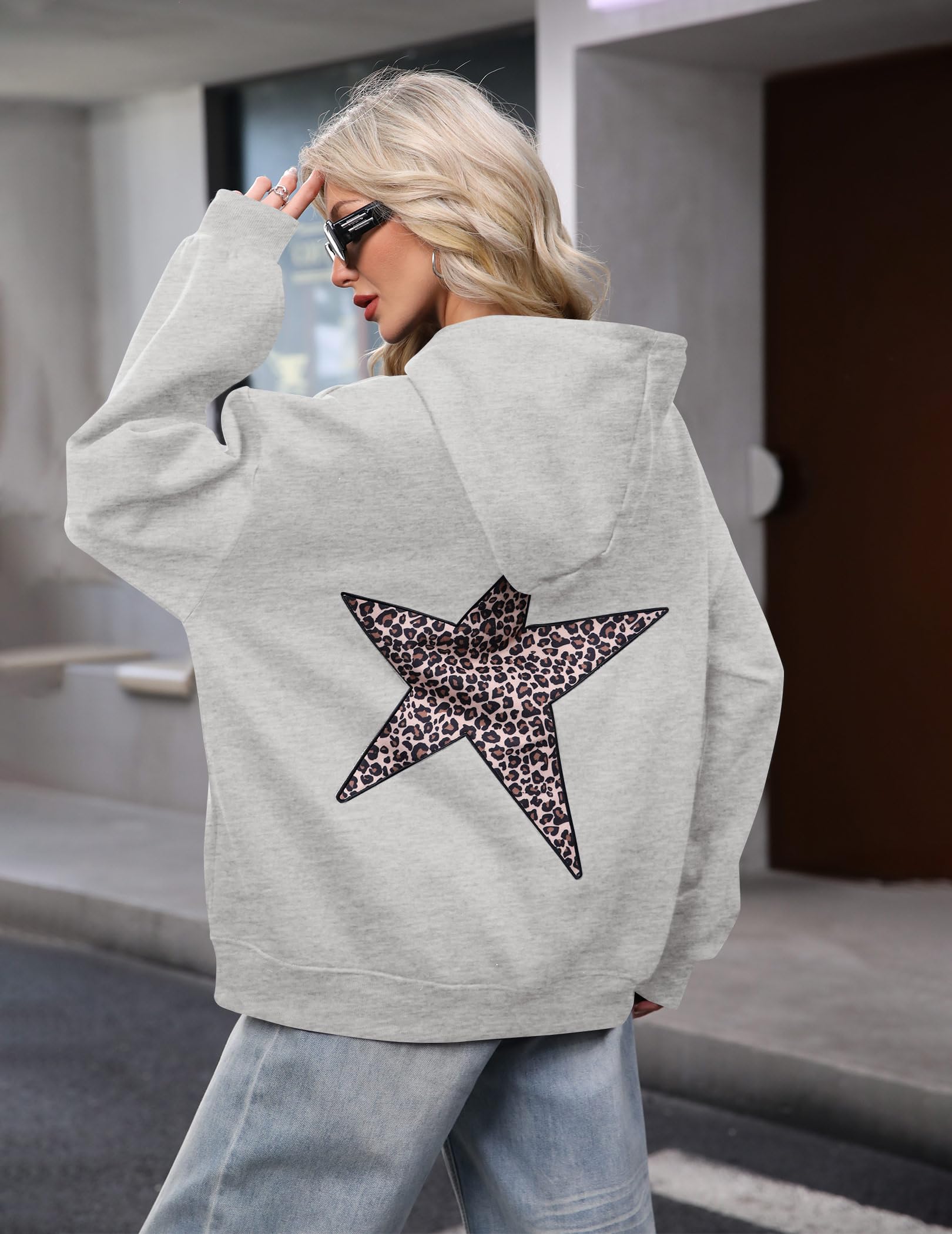 Felpa con cappuccio da donna leopardata con stampa ghepardo oversize con cappuccio casual a maniche lunghe in pile felpe con tasca