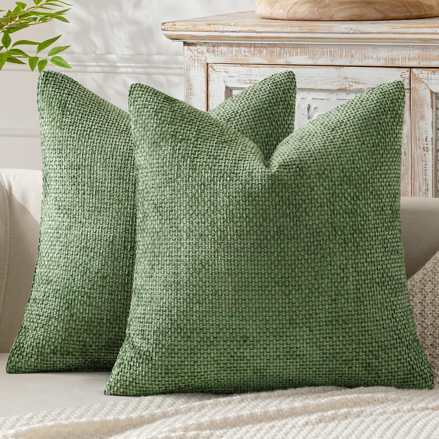 MIULEE Kissenbezug 2er Set Chenille Kissenbezüge Sofakissen Weiche Dekokissen Kissenhüllen mit Elegantem Design CouchKissen Zierkissen für Bett Sofa und Wohnzimmer