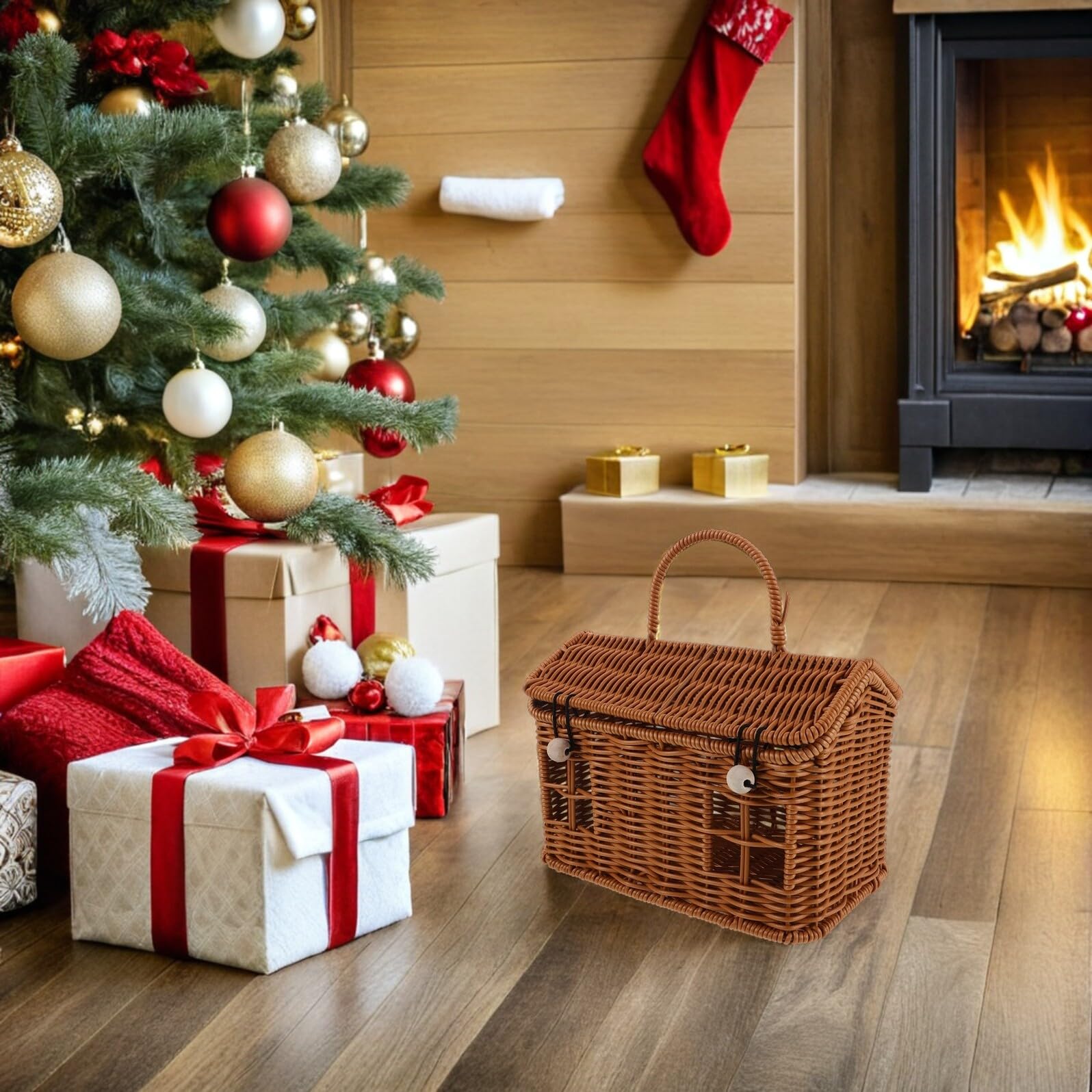 UTHCLO Cesta de Obsequio Tejida con Asa de Ratán Imitación Caja de Dulces para Recuerdos de Fiesta para Almacenamiento de Juguetes y Decoración de Shower