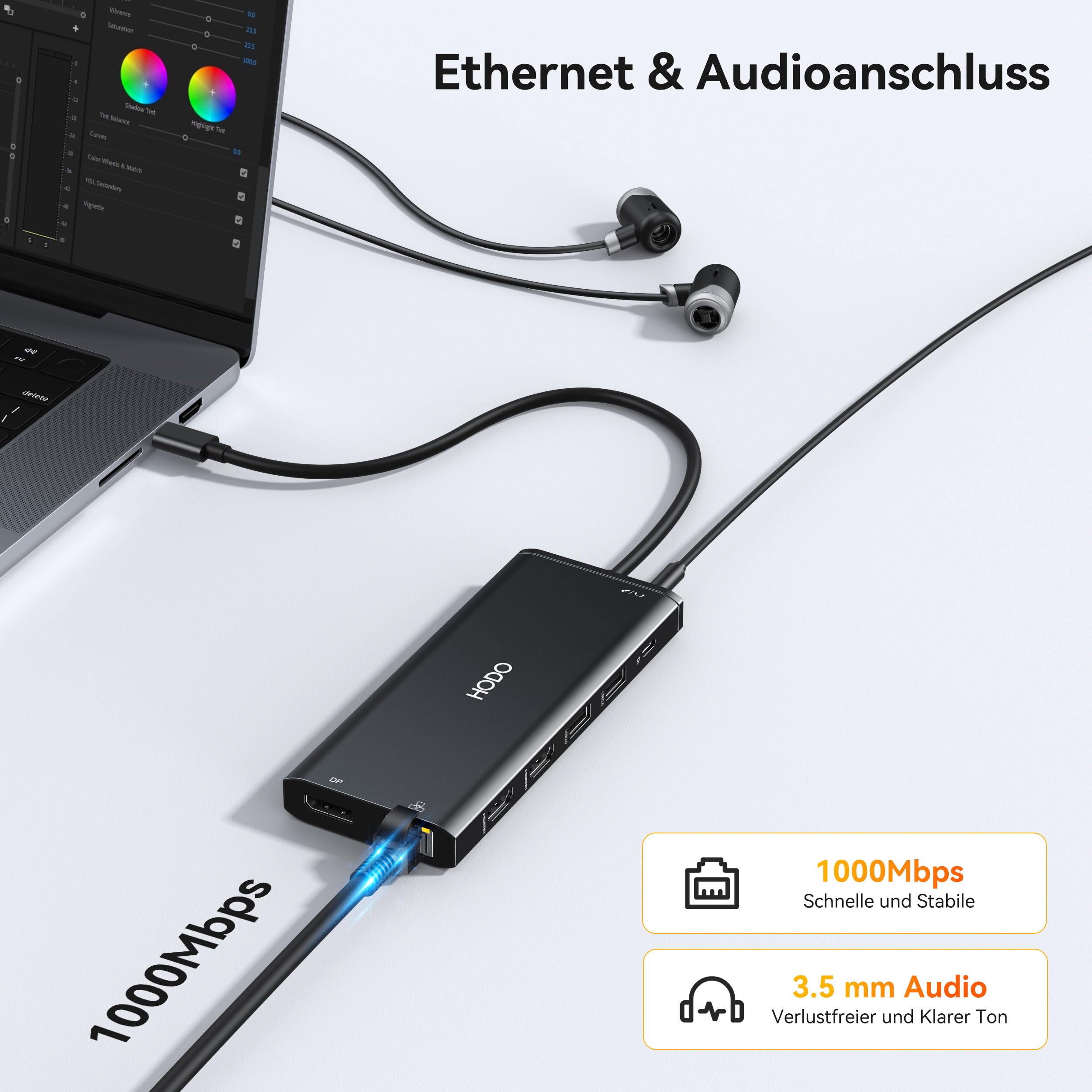 Docking station laptop 2 monitor, docking station 14 in 1 triplo display | Adattatore hub USB C con due HDMI, DisplayPort, Ethernet, PD, 10 Gbps USB C/A, slot per schede SD TF, audio