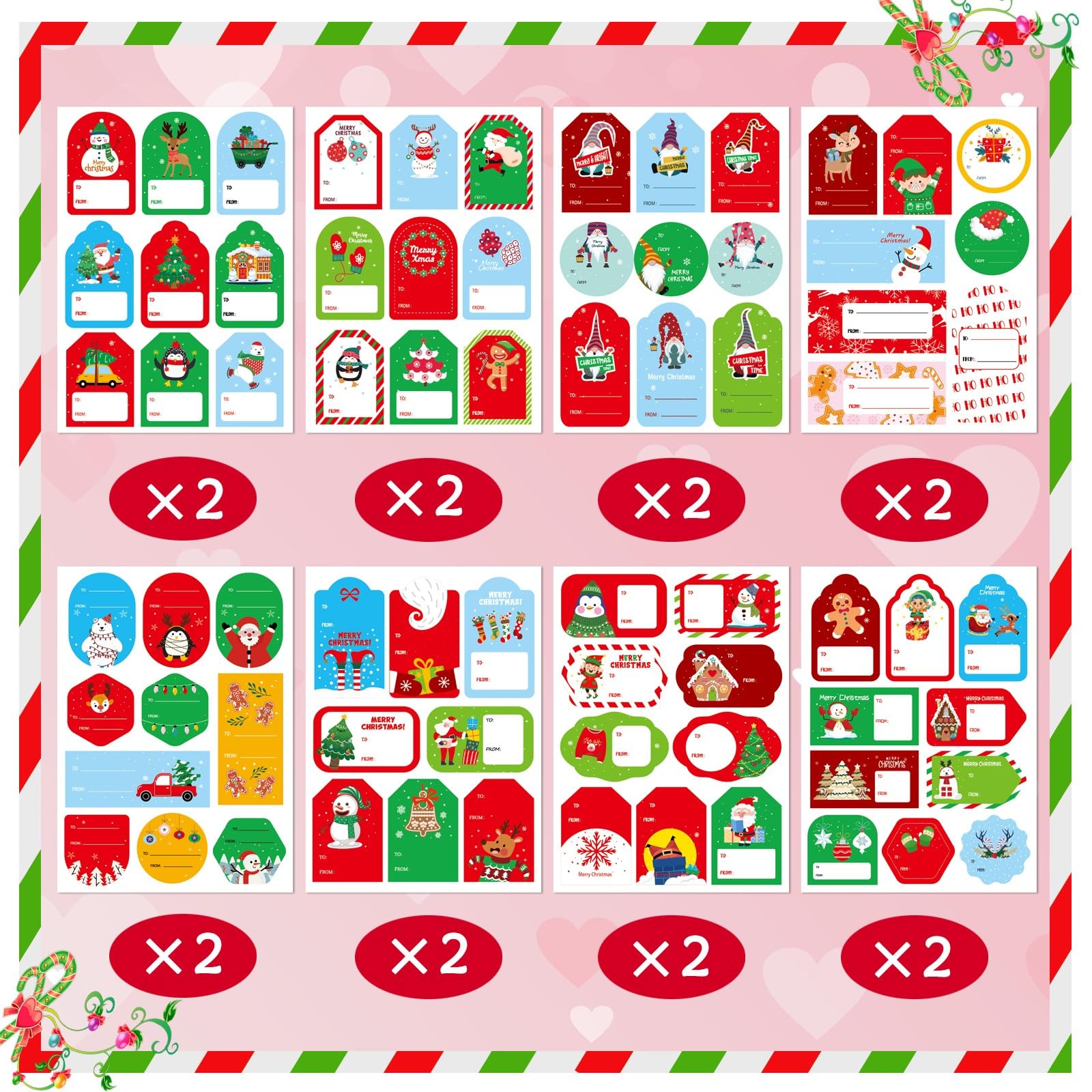 HOWAF Etiquette Cadeau Noel, 144 Pièces Etiquette Autocollant