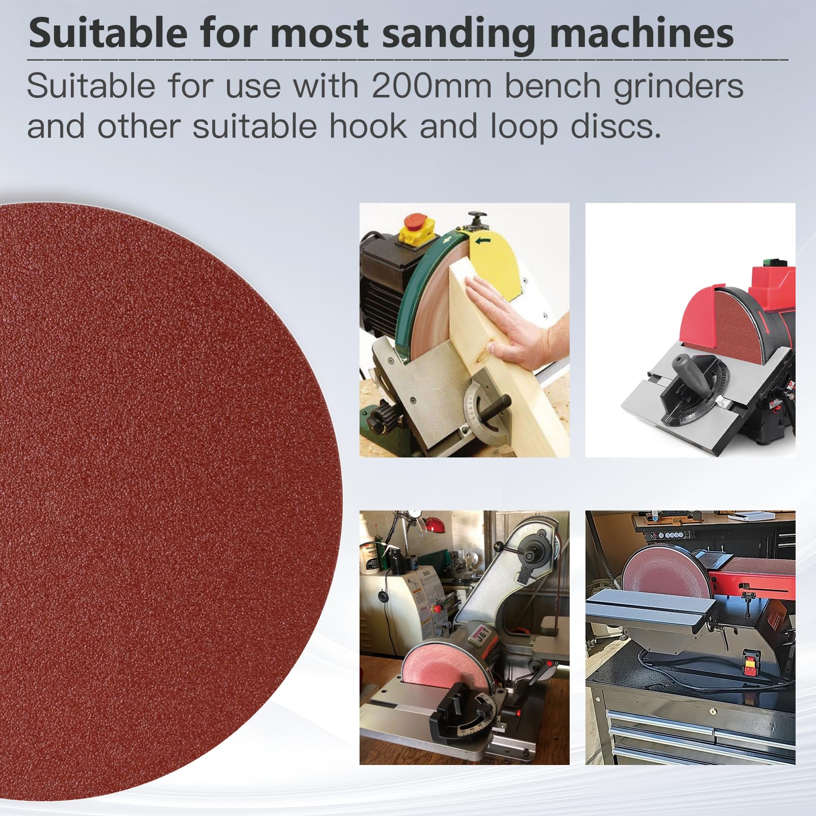 FEIHU Disques de Ponçage Papier Abrasifs Ø200 mm | Grain 5 x P60/100/120/180/240/320,rouge.Papier abrasif pour construction a sec.Compatible avec les ponceuses à disque Poncer/Polir（30PCS）
