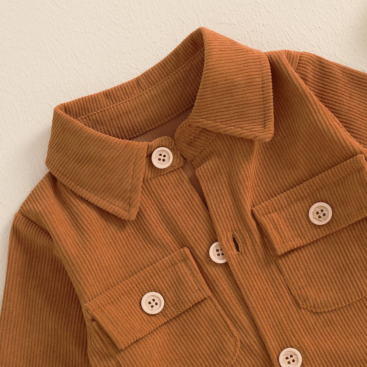 Karuedoo Newborn Baby Boy Girl Clothes Corduroy Long Sleeve Button Up Romper Jumpsuit Collared Bodysuit Fall Winter Outfit - Image 5