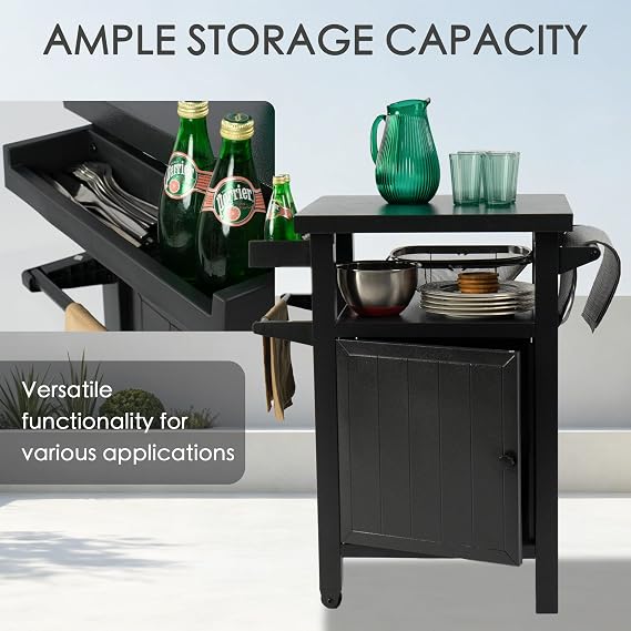 Kozyard BBQ Grill Storage Cart/Bin, Grill Carts Outdoor Storage Cabinet