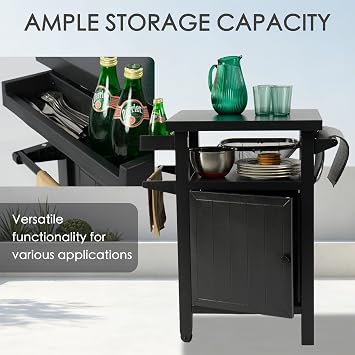 Kozyard BBQ Grill Storage Cart/Bin, Grill Carts Outdoor Storage Cabinet