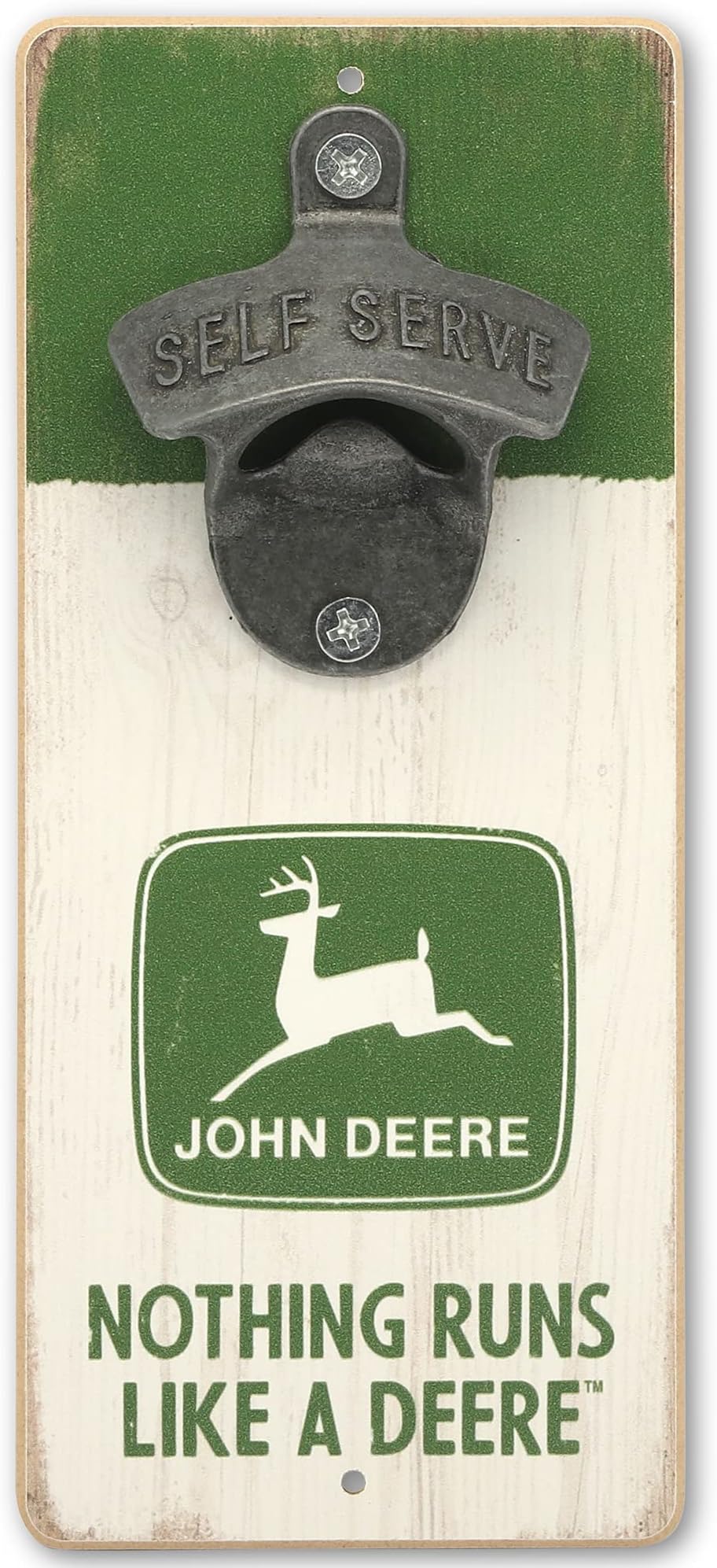 John Deere Wall Bottle Opener - Vintage John Deere Bottle Opener Made With Wood and Cast Metal - Nothing Runs Like a Deere