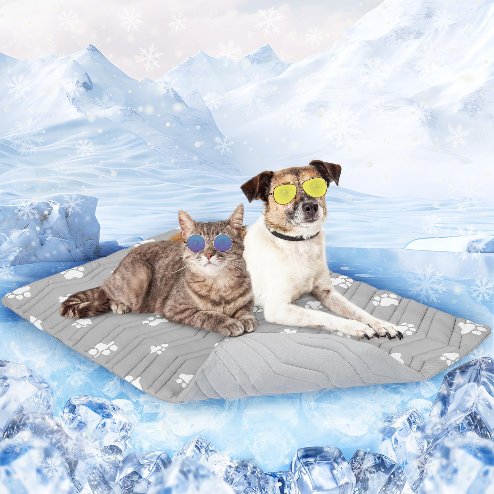 SCENEREAL Dog Cooling Mat for Crate, Thicken Self-Cooling Dog Pad Reversible (Cool & Warm), 36"x23" Pet Cool Bed for M Large XL Dogs,Kennel Sofa Mats