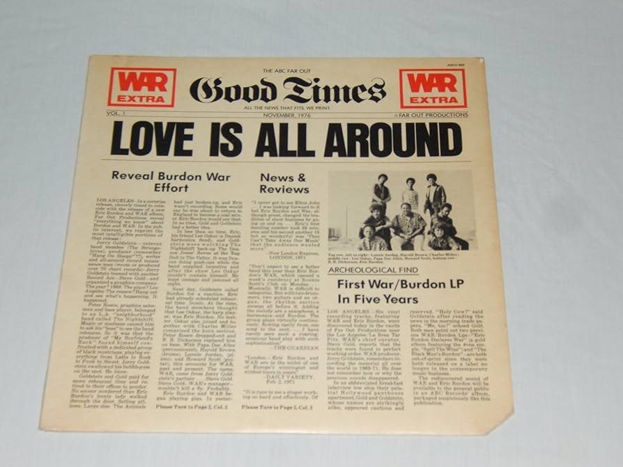 レコード　LOVE IS ALL AROUND／WAR ABCD988昭和レトロ War feat. Eric Burdon - Love Is All Around (1976) - YouTube
