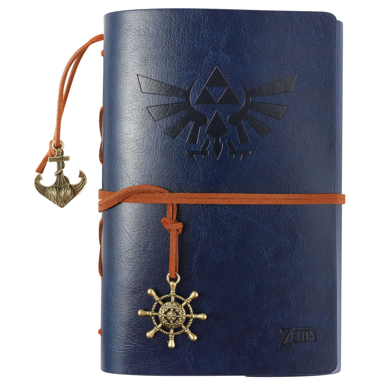 WIHCBEEN Vintage PU Leder nachfüllbares Notizbuch für Tagebuch, geprägtes Reisetagebuch mit leeren Seiten, Kartenhalter und Retro-Anhänger, Blau