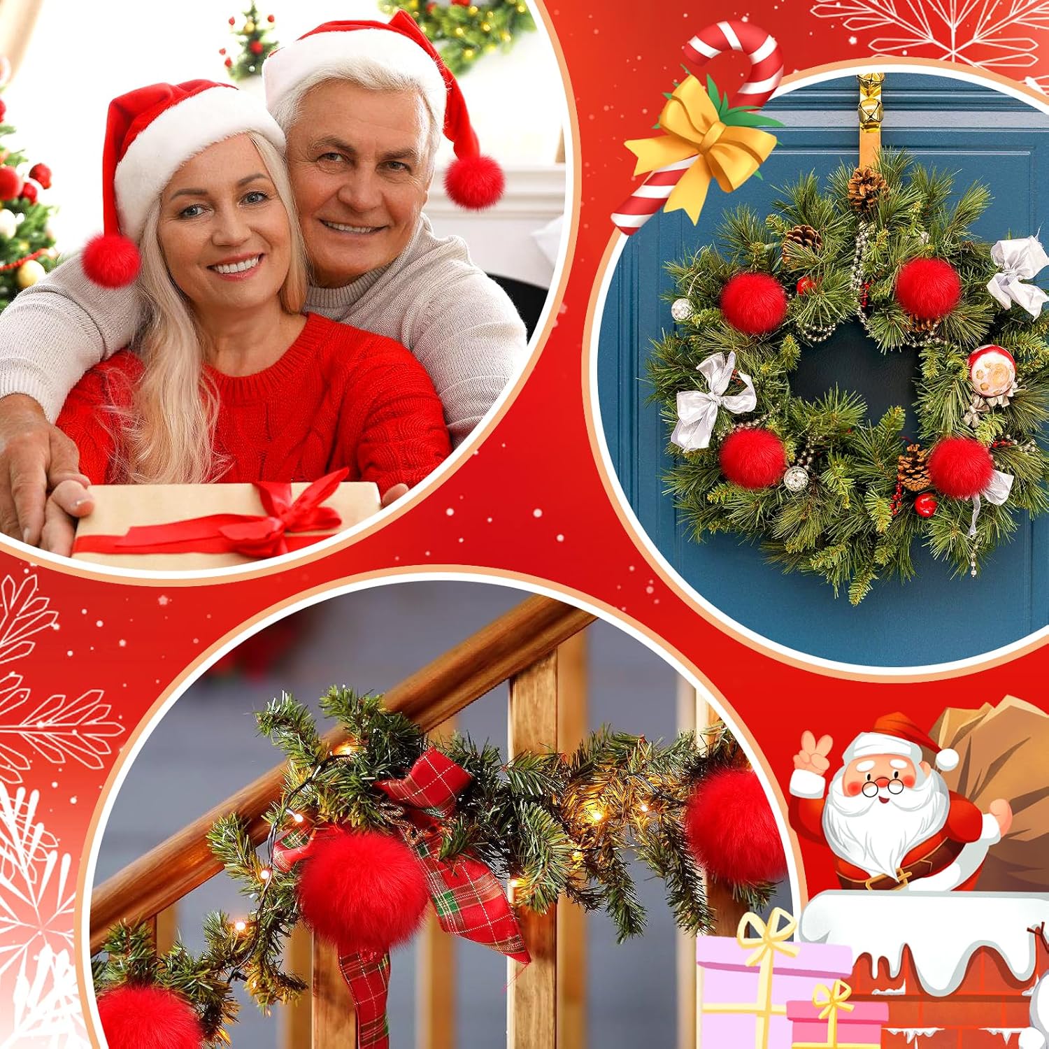 2" Large Red Pom Poms for Crafts - 30 pcs Pompom Fluffy Balls for Halloween Costumes Accessories Fall Handmade Decorations - Image 7