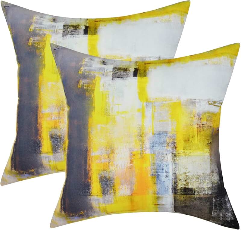 Amazon.co.uk yellow and grey cushions