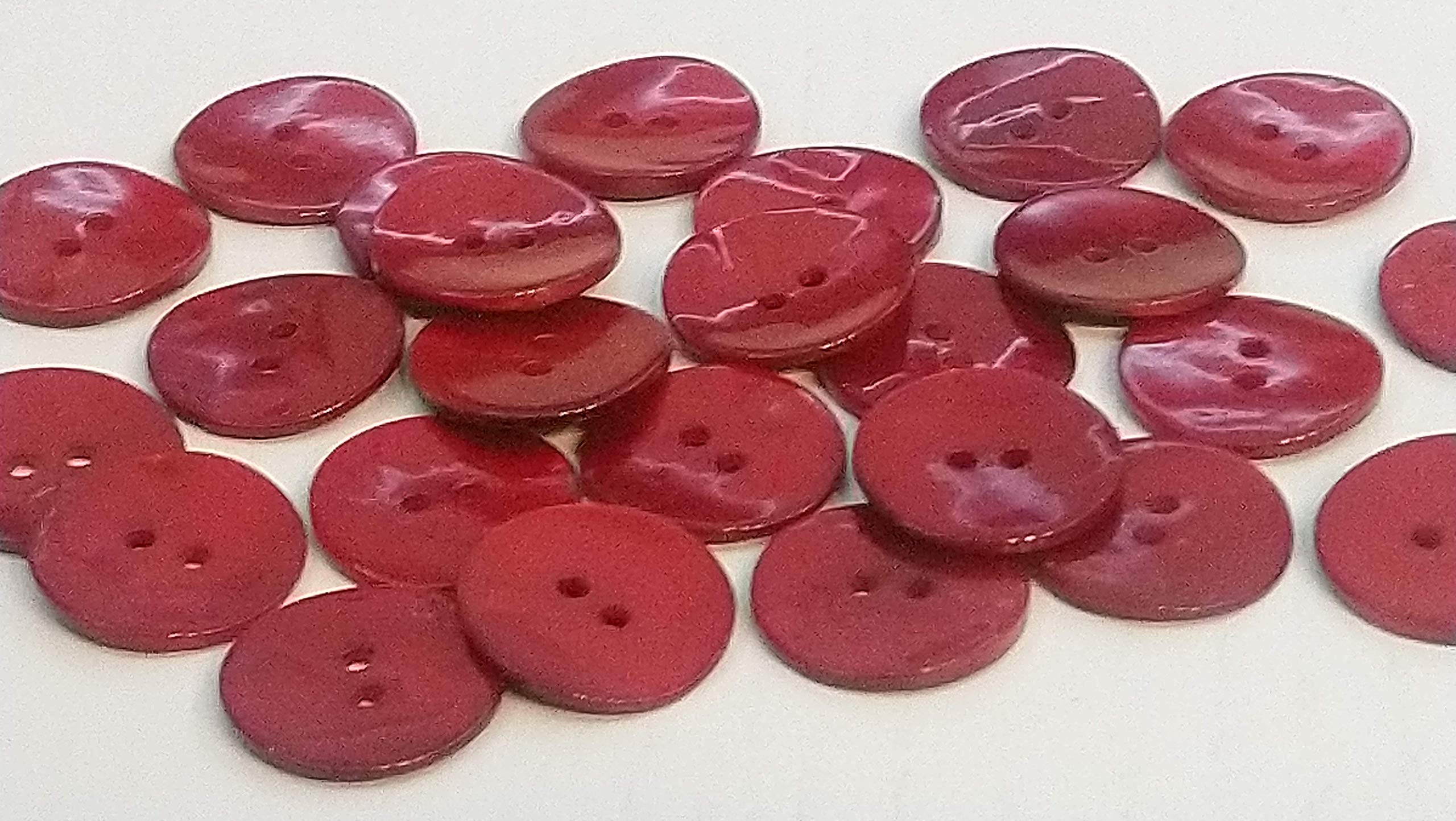 Red Mother of Pearl Buttons, 11mm, 15mm or 20mm - Pack of 6 Buttons (20mm)