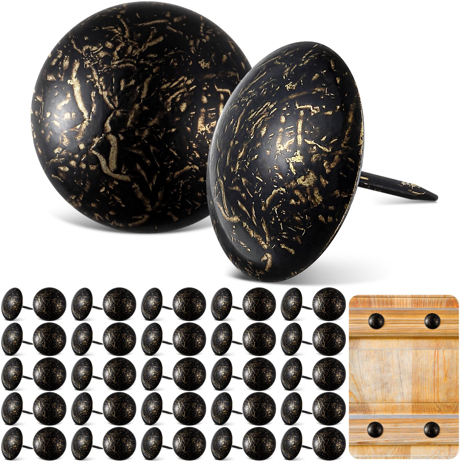 1 Inch 50 Pcs Iron Clavos Decorative Nails, Round, Bronze