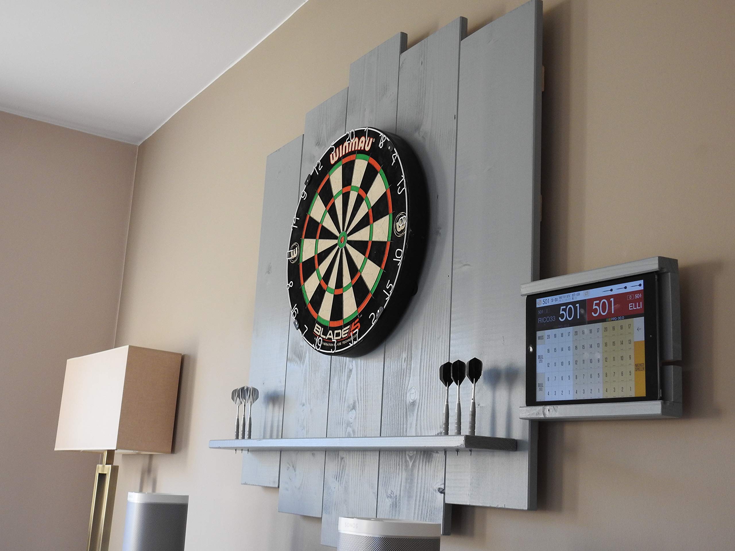 WDS Darts Sports Protection cible de fléchettes en bois | murale et tablette haute qualité Proposé par Maximiser Max Hopp (anneau bordure pour gris, Universell: Tablets ab 10 Zoll