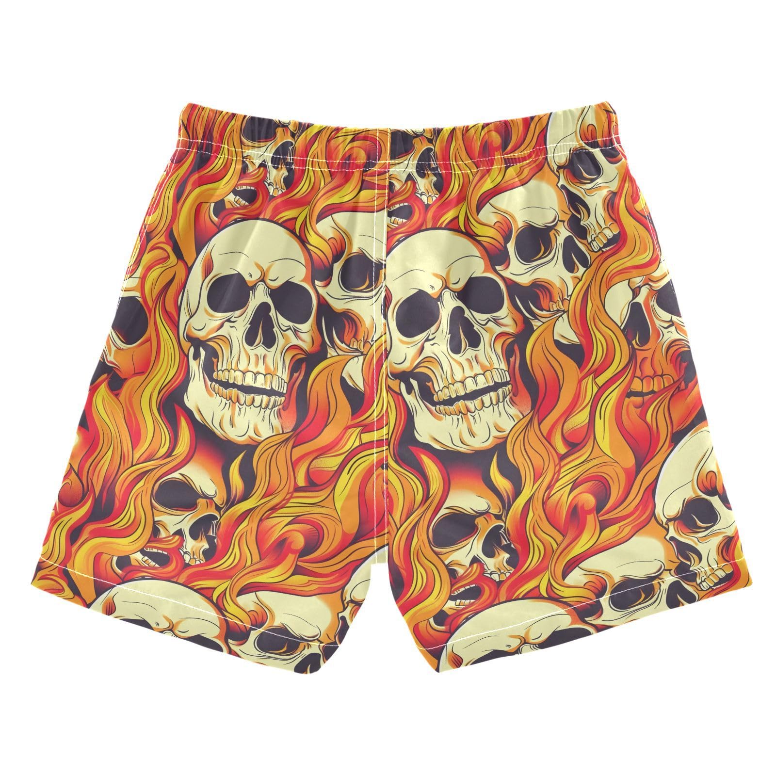 ALAZA Sugar Skull Abstract Yellow Boys Quick Dry Beach Board Shorts Kids Swim Trunks Bathing Suit Swimsuit XS