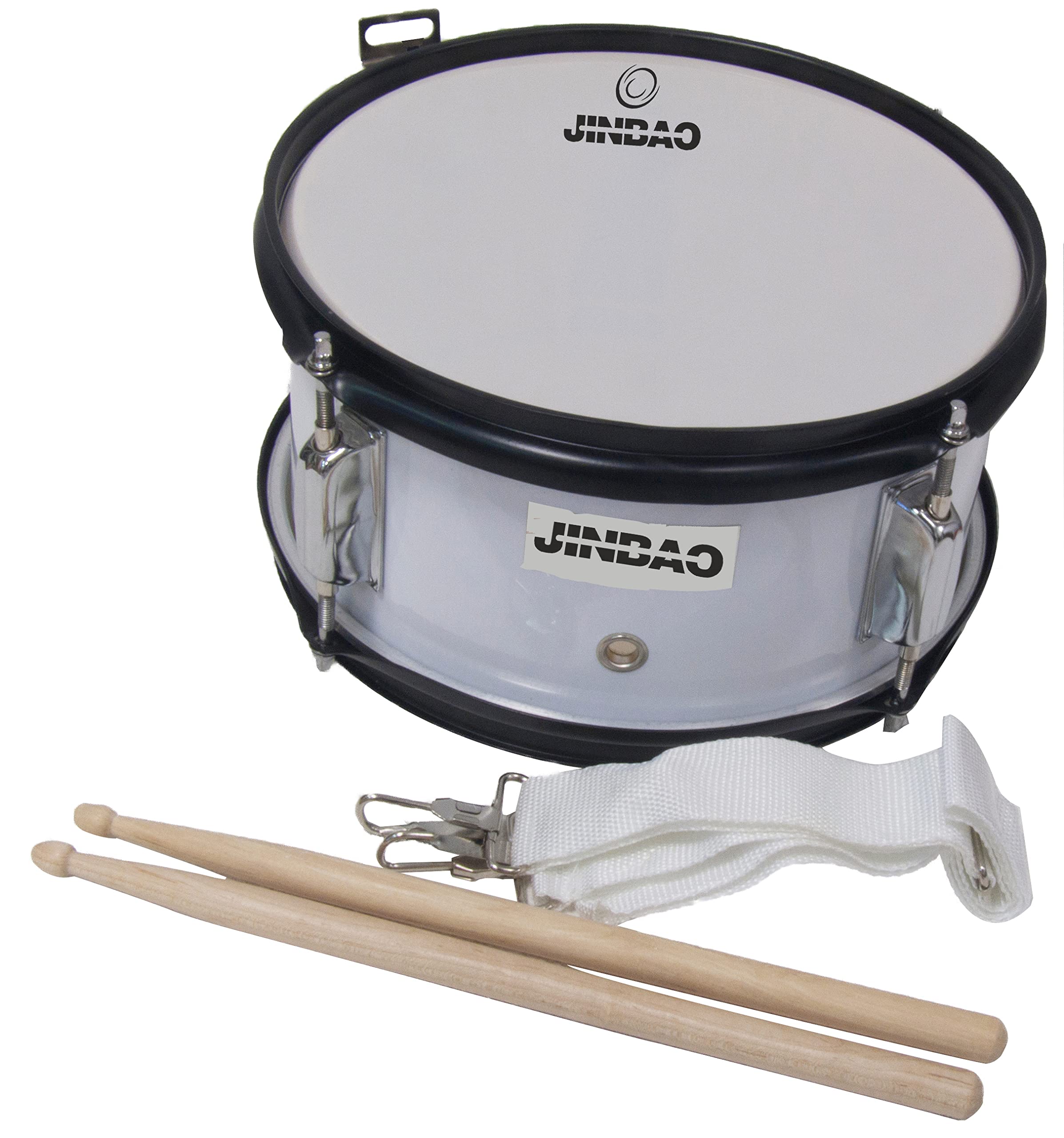 ROCKSTAR - Tambor Caja de Madera Afinable para jóvenes músicos Jinbao L1005WH incluye Correa y Baquetas, Instrumento Musical para Banda Infantil