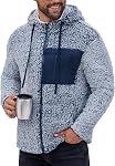 VOGSTART Men's Sherpa Jacket Lightweight Fuzzy Thermal Fleece Hooded Coat for Daily Casual Cold Weather (S-XXL)