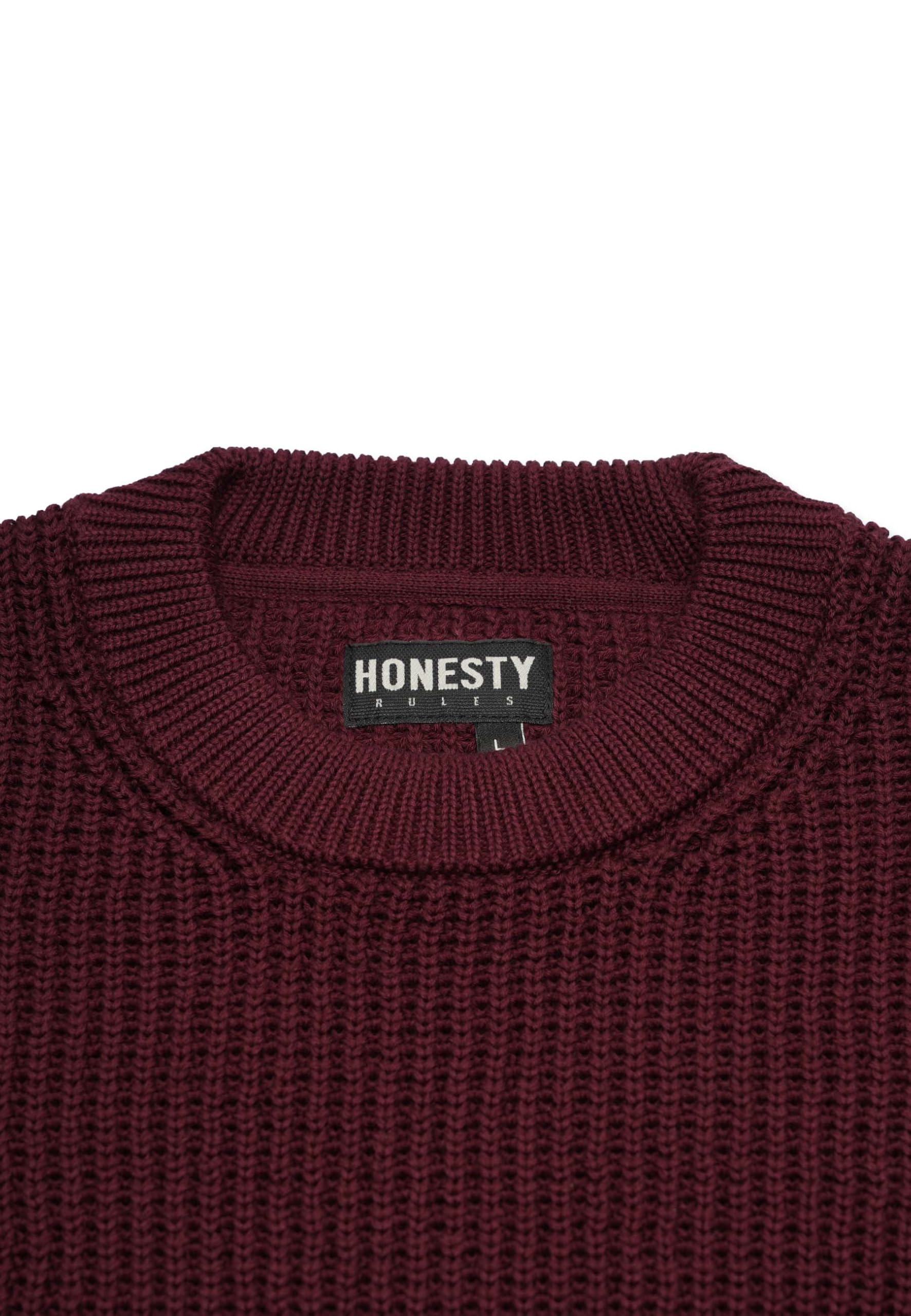 Honesty Rules Boxy Waffle Knitter Pullover Herren, bequemer Strickpullover Oversize für Männer, Crew Neck Pullover aus 100% Bio-Baumwolle, Langarm-Strick mit Rundhalsausschnitt