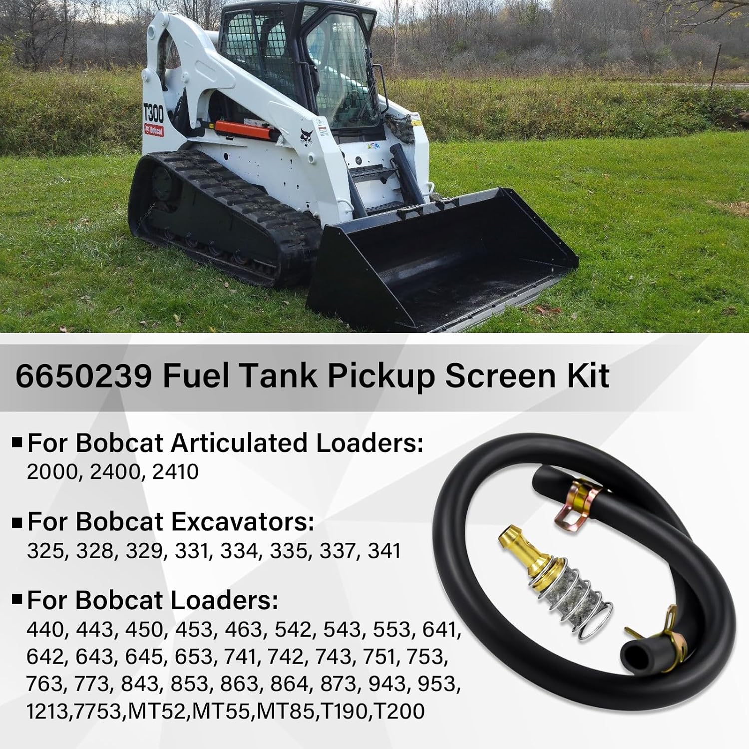 Fuel Tank Pickup Screen Kit, Compatible with Bobcat Loaders Articulated Excavators, Replaces Bobcat Parts 6650239