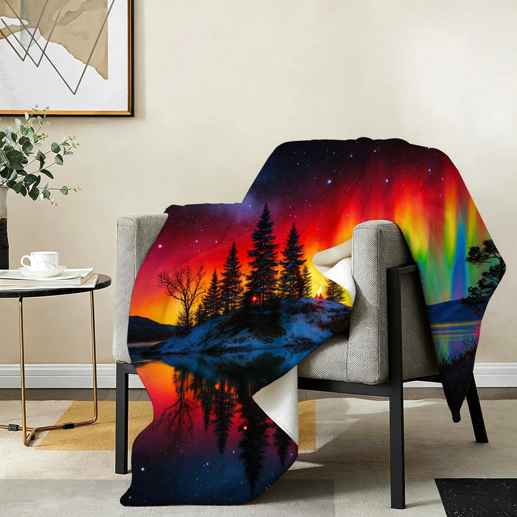 Manta Franela Sherpa 3D Aurora Colorida 240x260 para Cama 180-A224