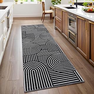 ROYHOME Modern 2x6 Hallway Runner Rug Non Slip Washable Kitchen Rug, Black