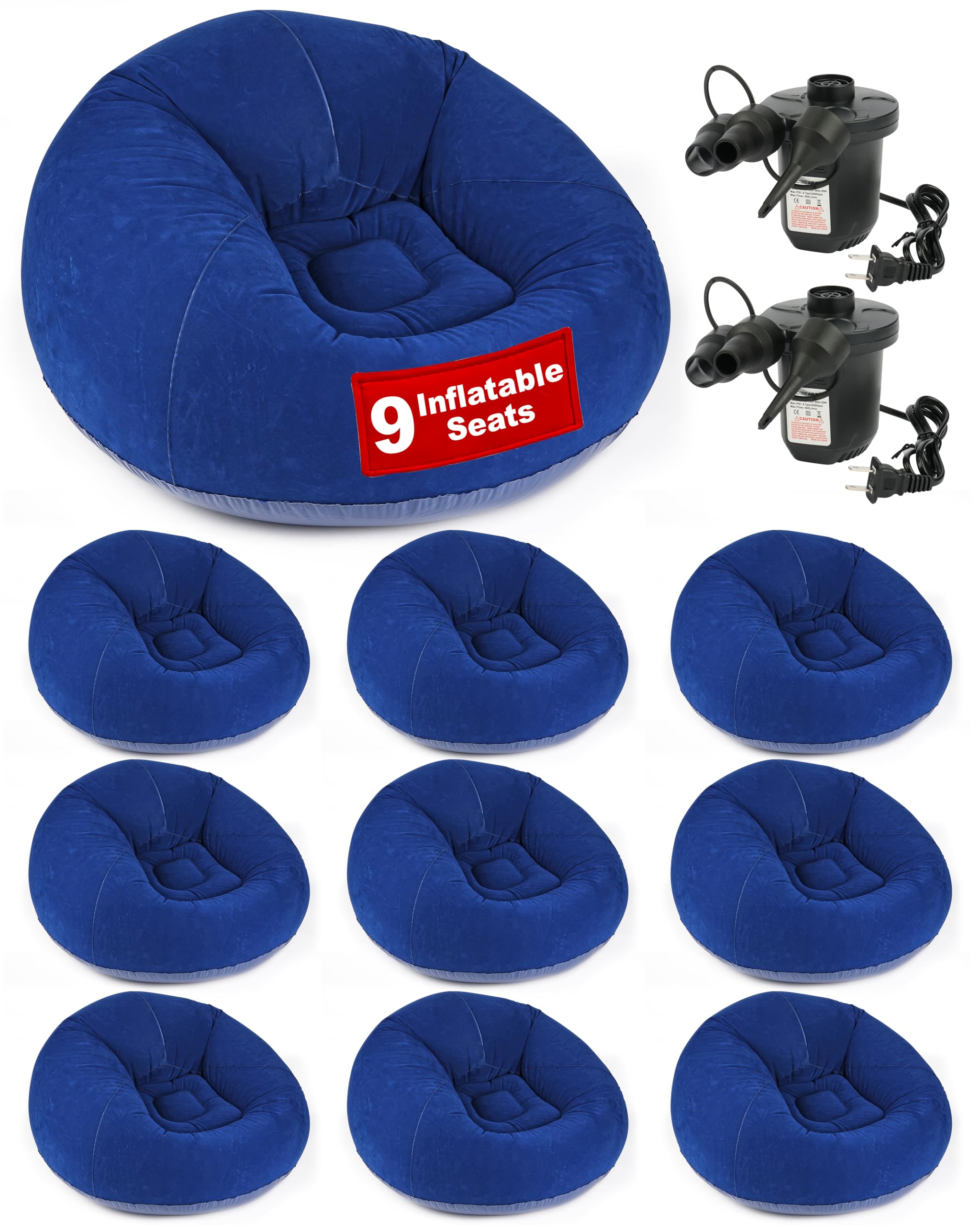 Photo 1 of OLEEK Inflatable Bean Bag Chair with Electric air pumb 9 PCS - Folding Blow up Chairs - Inflatable Chairs for Movie Night - Outdoor Inflatable Chair - Inflatable Lounge Chair - Inflatable Furniture
