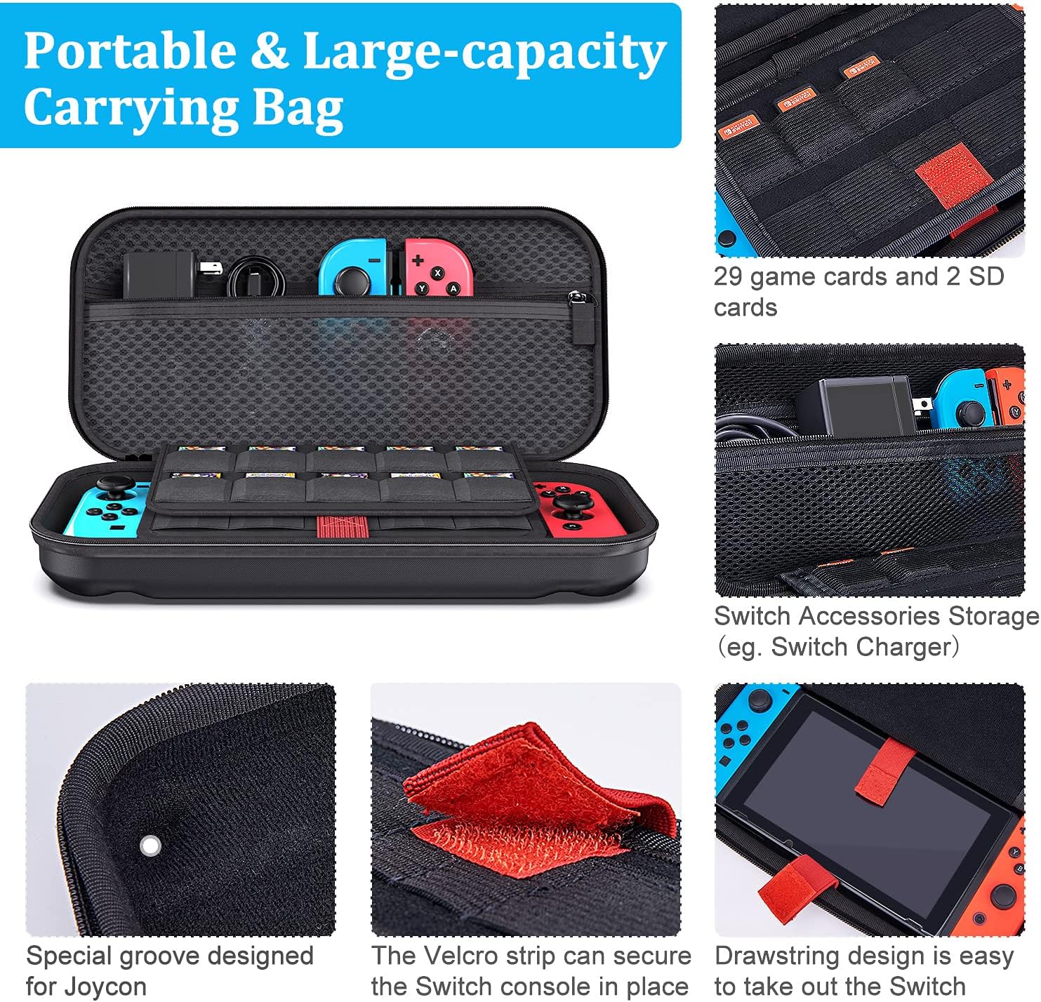 Switch Accessories Bundle, innoAura 20 in 1 Switch Accessories Kit Include Wrist Straps, Switch Carry Case, Joycon Charging Dock, Joycon Grips & Racing Wheels : Video Games