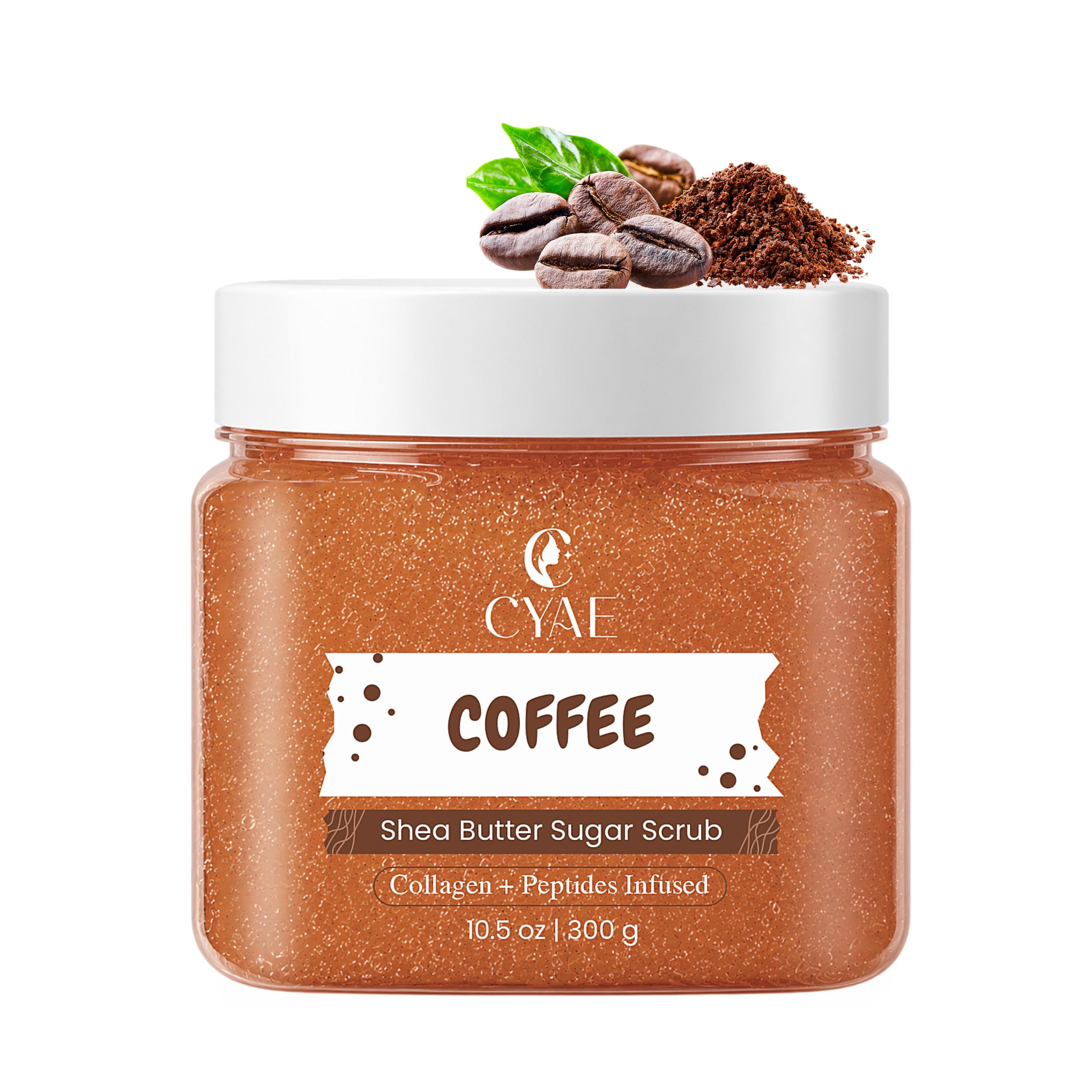 Coffee Shea Butter Sugar Body Scrub with Collagen & Peptides | Exfoliating & Moisturizing Body Scrub for Smooth Looking Skin | 300g-image-43
