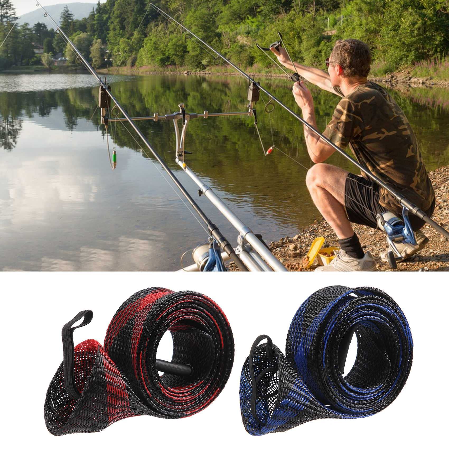 Lot De 8 Manches Tressés Pour Cannes à Pêche – Protecteurs Anti-rayures, Extensibles, Avec Sangle, 170 Cm
