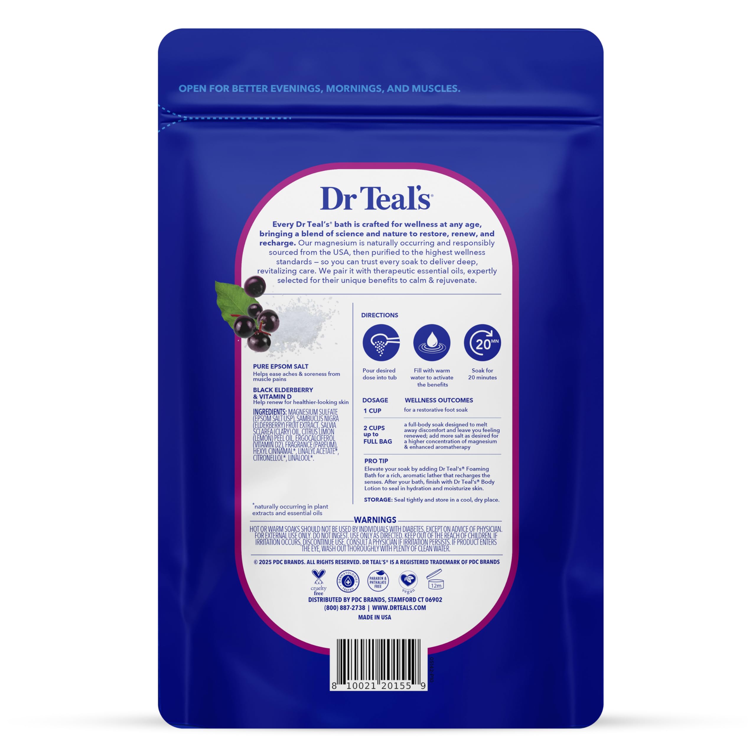 Dr Teal's Foaming Bath with Pure Epsom Salt, Elderberry Scent